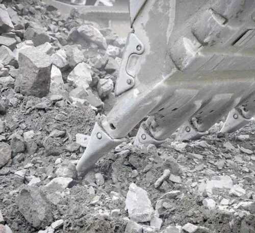 Mining wear parts on heavy equipment operating in a quarry