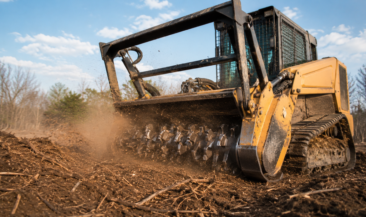 Carbide teeth on a forestry mulcher